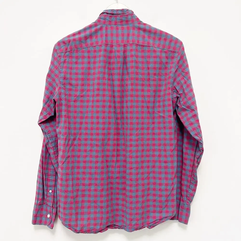 J. Crew Plaid Organic Cotton Slim Fit Long Sleeve Button Down Sz M